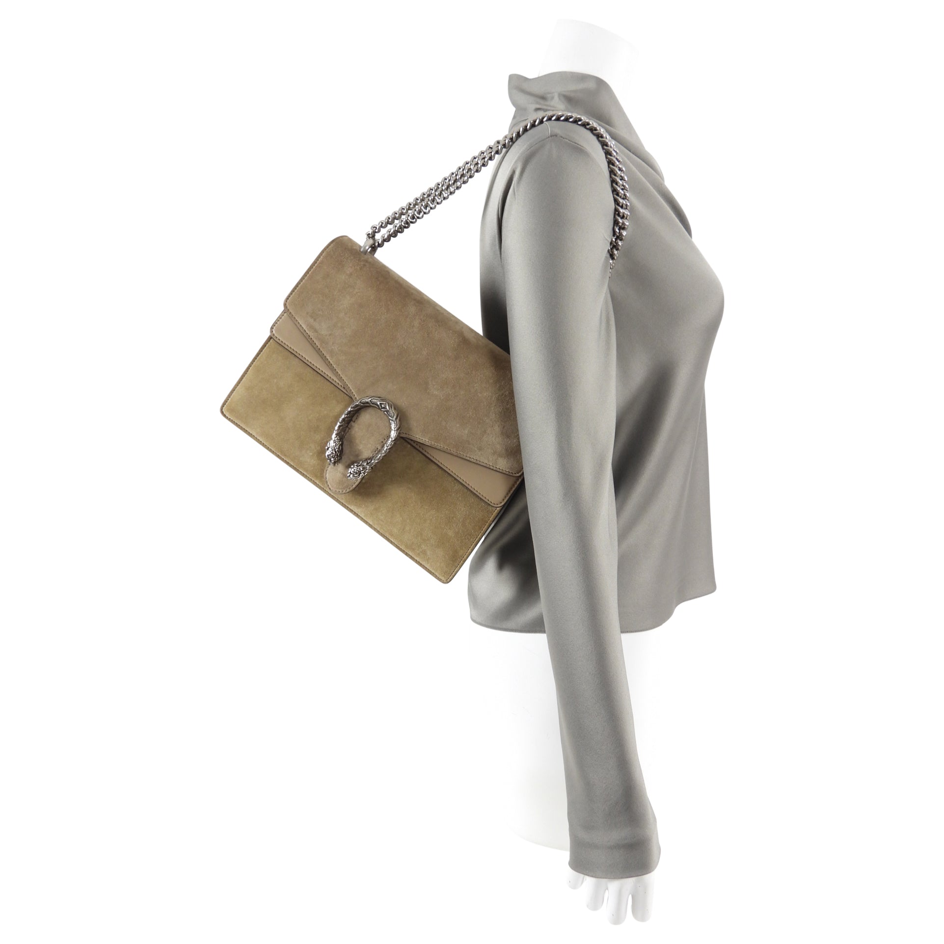 Gucci Dionysus Medium Taupe Suede Bag