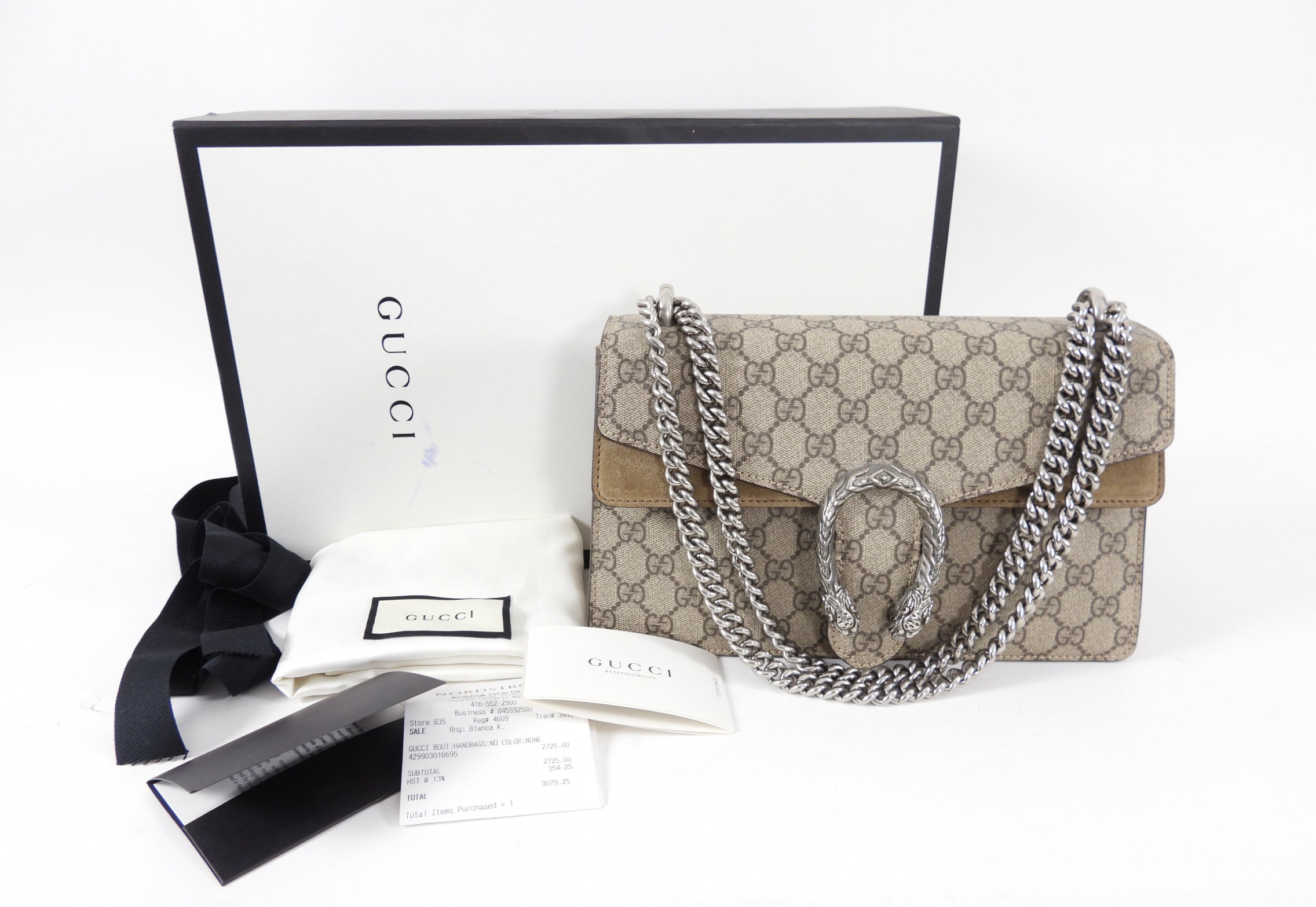 Gucci Small Taupe Dionysus Supreme Taupe Bag