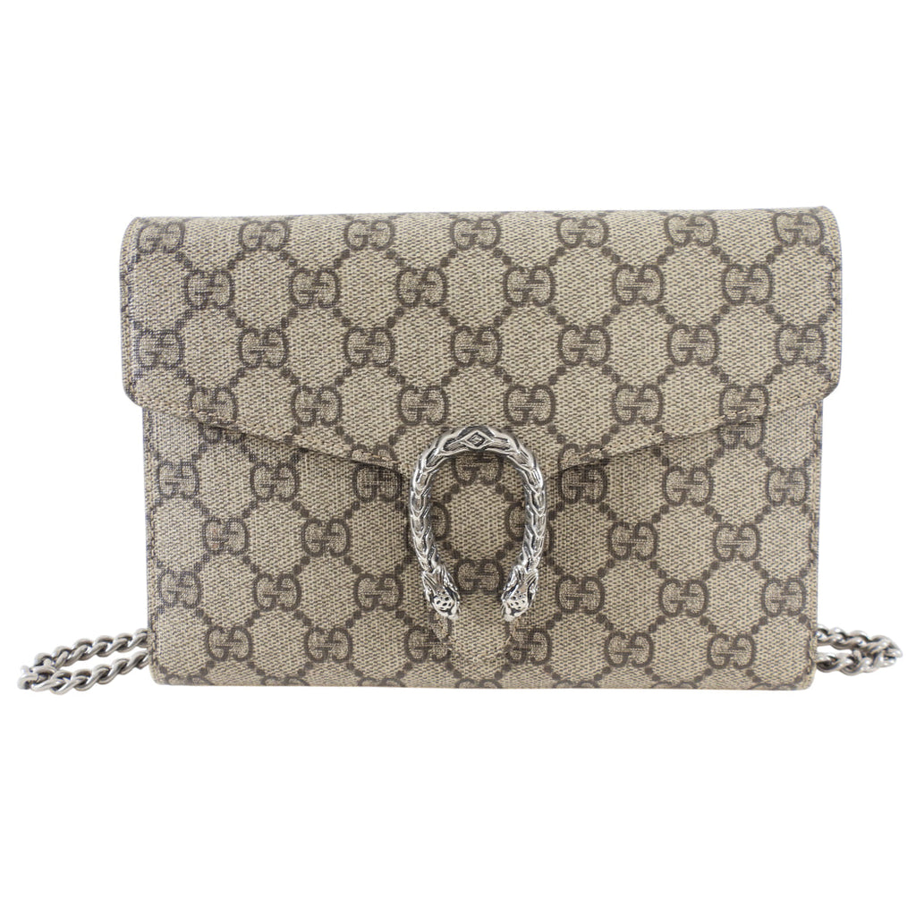 Gucci Monogram Canvas Dionysus Wallet on Chain Crossbody Bag