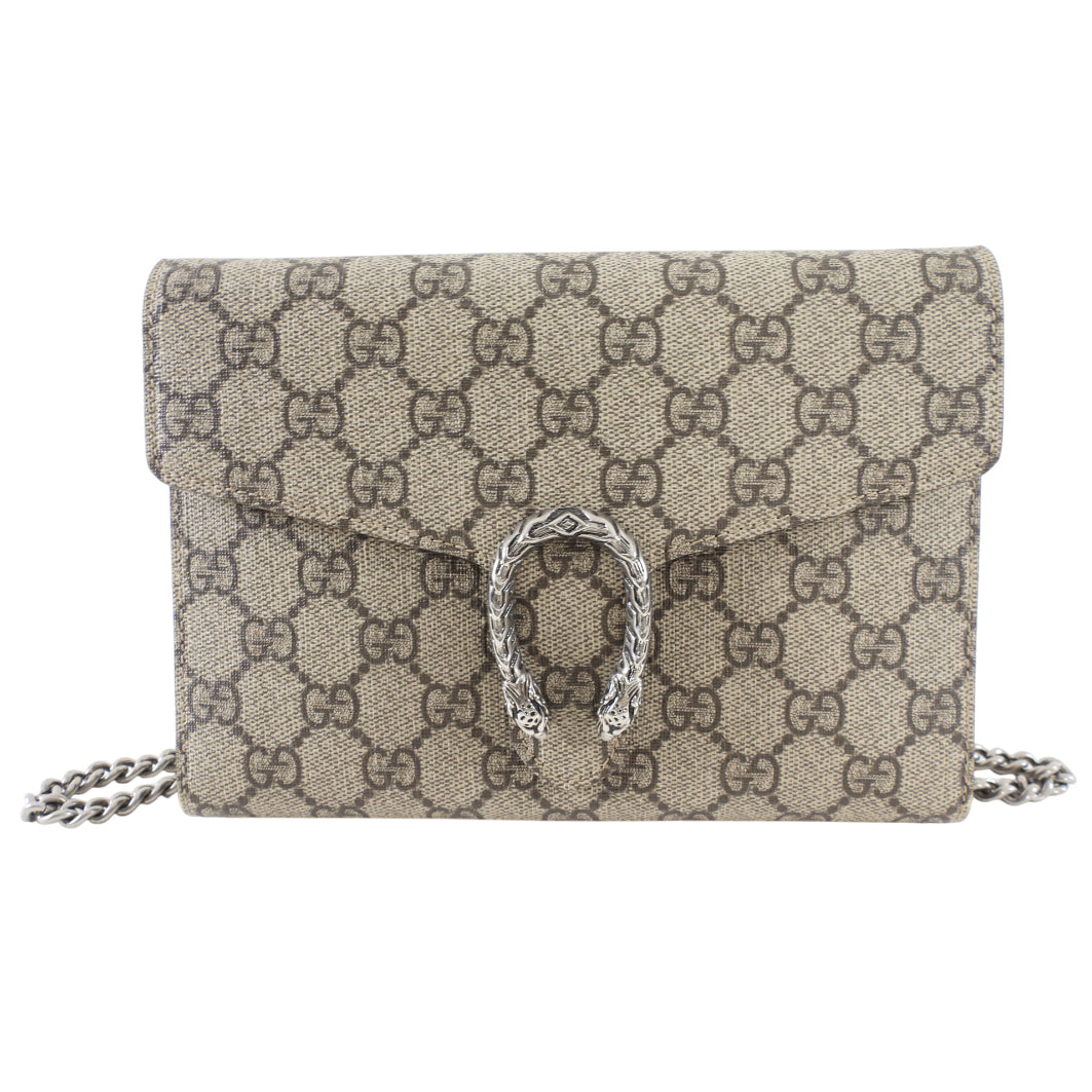 Gucci Monogram Canvas Dionysus Wallet on Chain Crossbody Bag