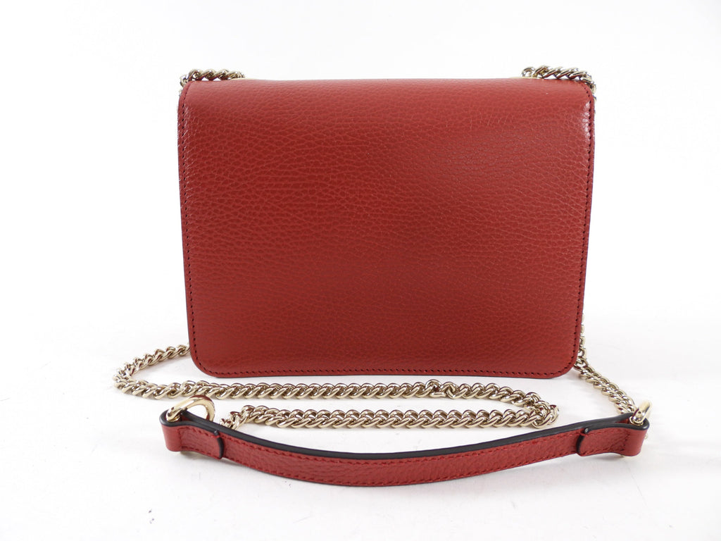 Gucci Red Leather Dollar Interlocking GG Chain Flap Bag