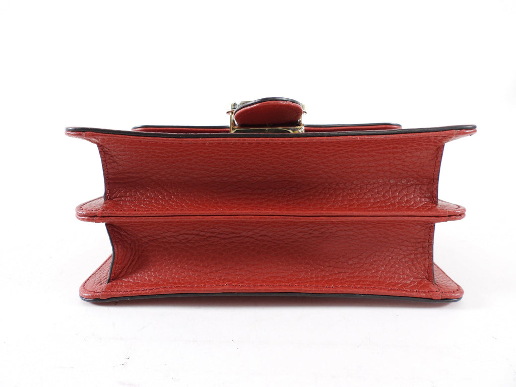 Gucci Red Leather Dollar Interlocking GG Chain Flap Bag