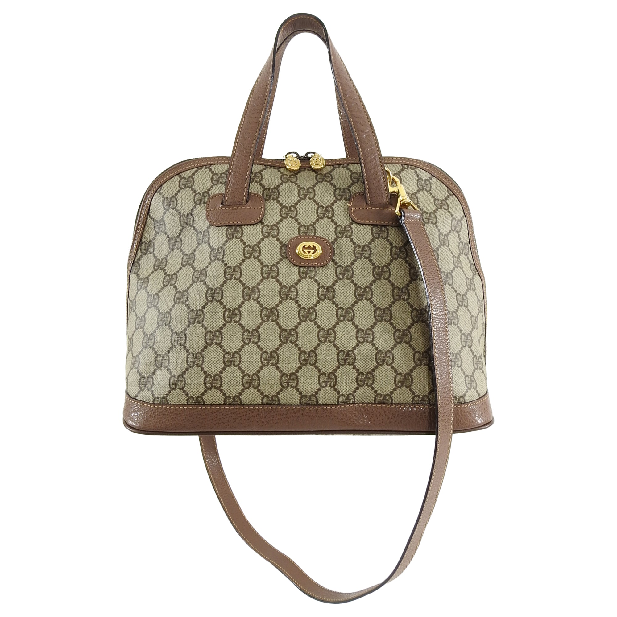 Gucci Vintage GG Supreme Monogram Domed Satchel Bag