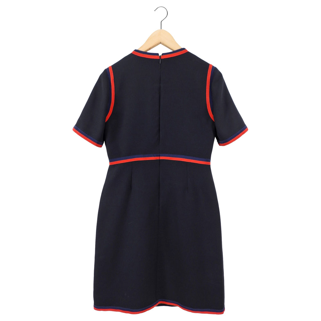 Gucci Black Short Sleeve 1960’s Style Ribbon Trim Dress - IT44 / USA 8