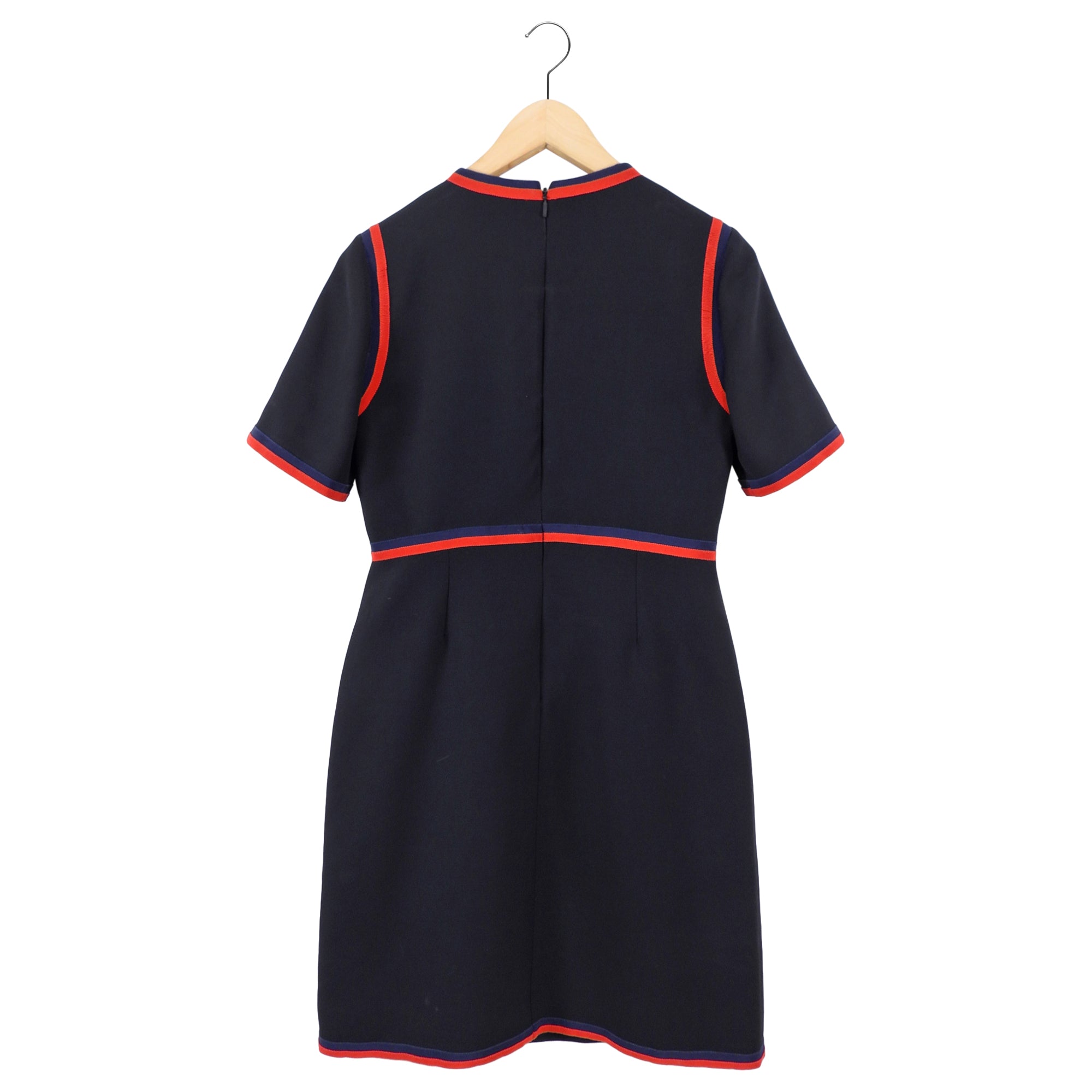 Gucci Black Short Sleeve 1960’s Style Ribbon Trim Dress - IT44 / USA 8