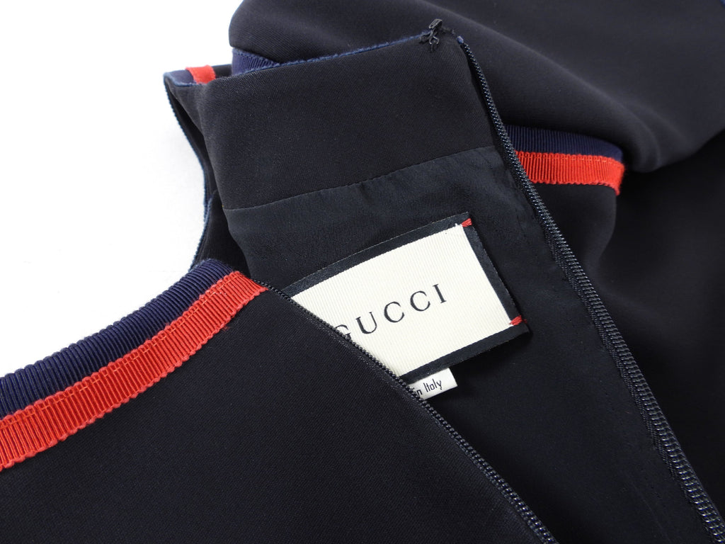 Gucci Black Short Sleeve 1960’s Style Ribbon Trim Dress - IT44 / USA 8
