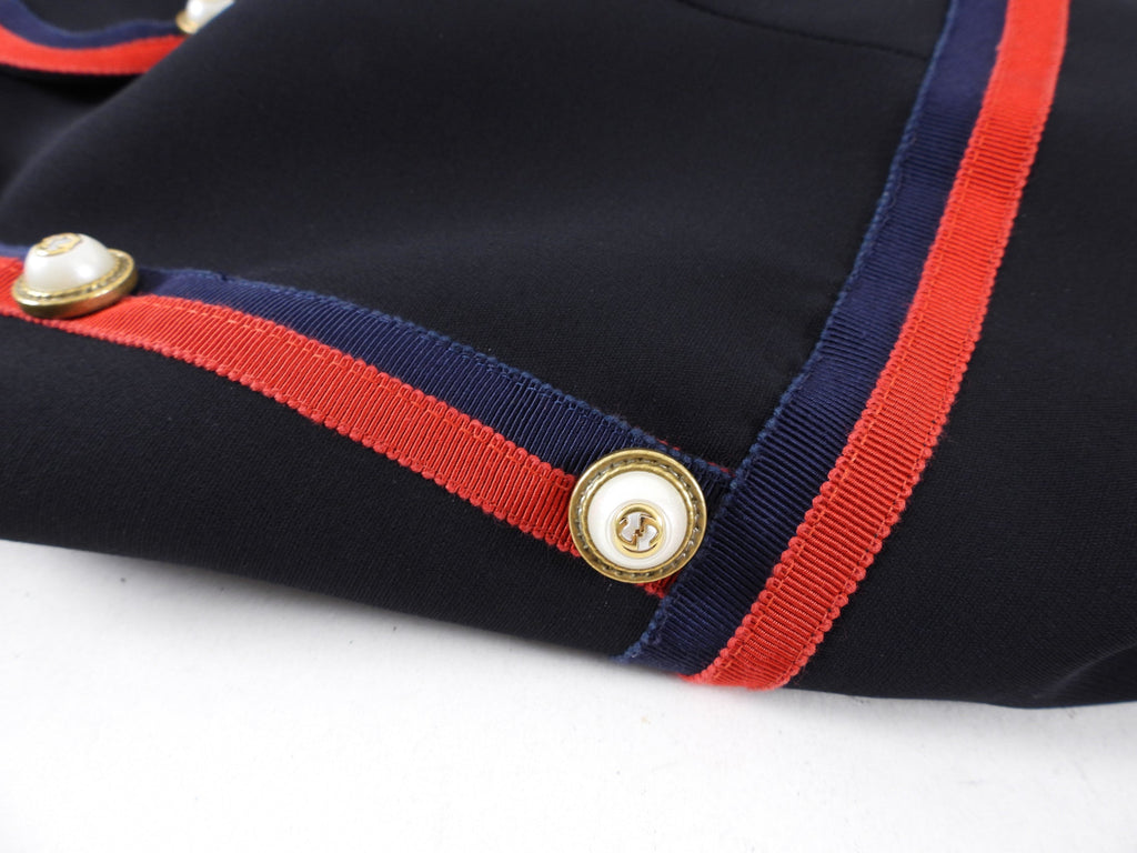 Gucci Black Short Sleeve 1960’s Style Ribbon Trim Dress - IT44 / USA 8