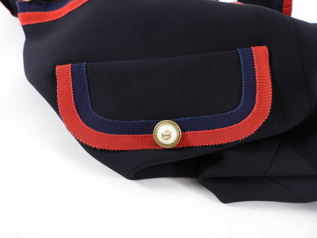 Gucci Black Short Sleeve 1960’s Style Ribbon Trim Dress - IT44 / USA 8
