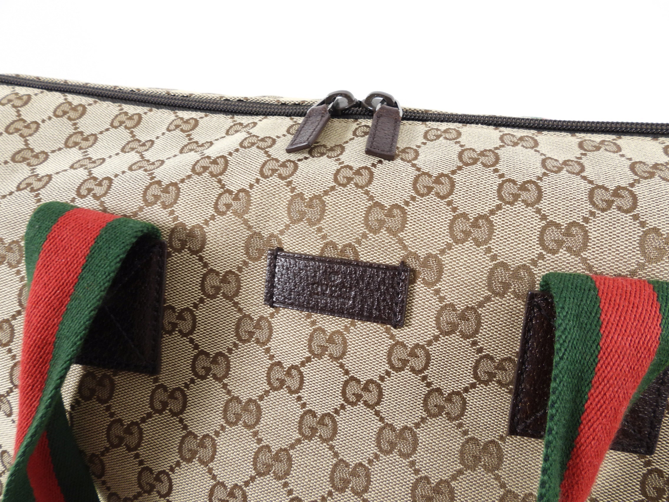 Gucci Monogram Canvas Brown Overnight Duffle Travel Bag