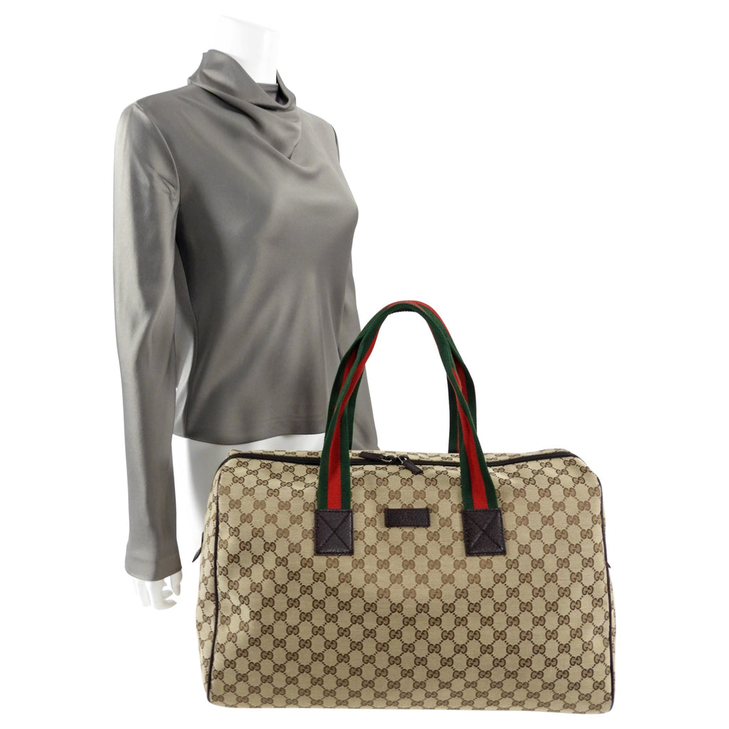 Gucci Monogram Canvas Brown Overnight Duffle Travel Bag