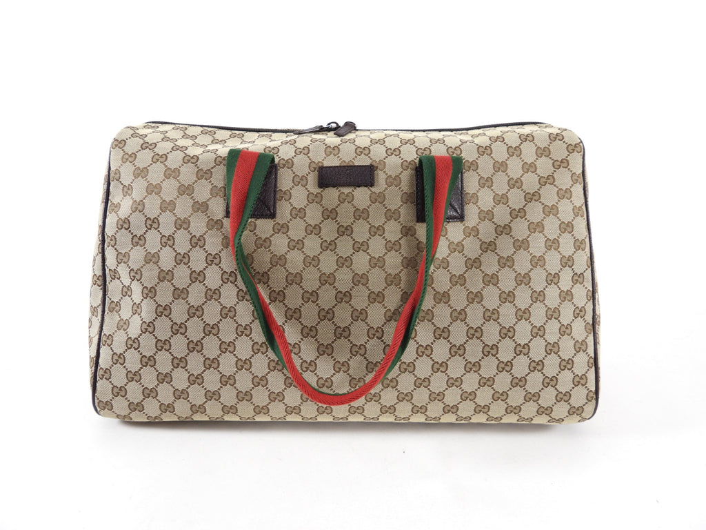 Gucci Monogram Canvas Brown Overnight Duffle Travel Bag