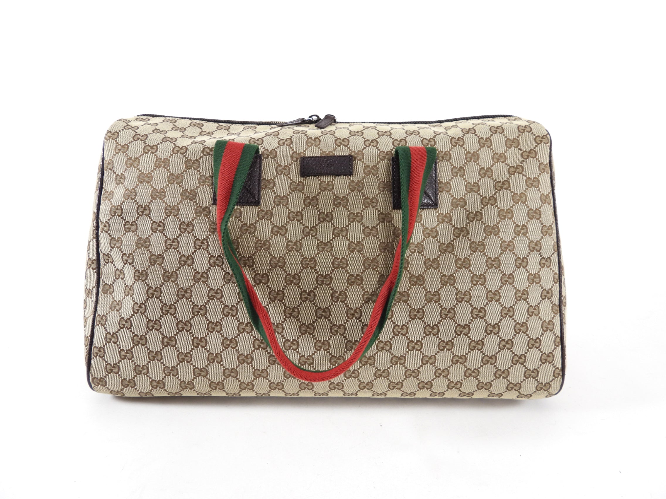 Gucci Monogram Canvas Brown Overnight Duffle Travel Bag