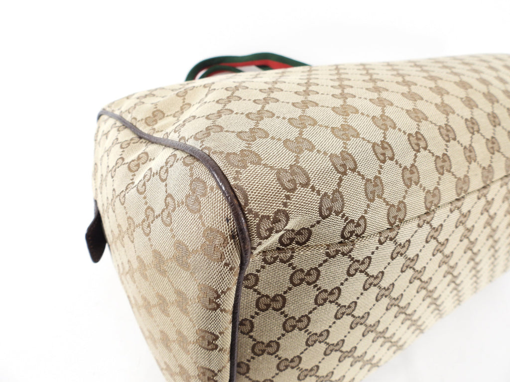 Gucci Monogram Canvas Brown Overnight Duffle Travel Bag