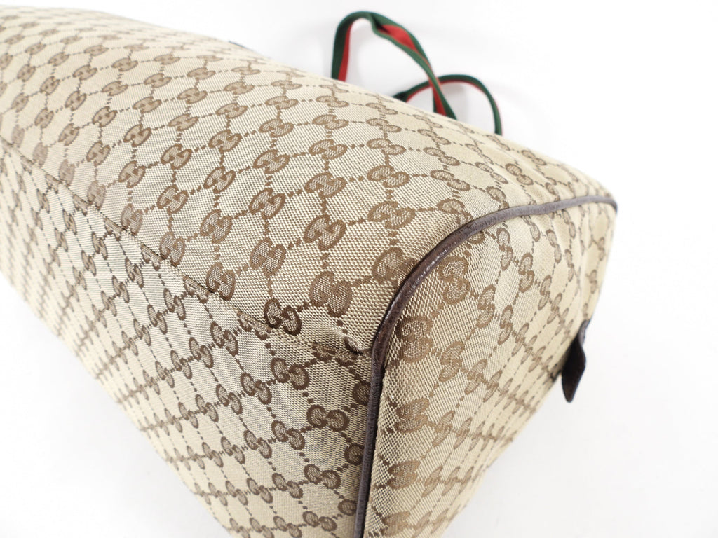 Gucci Monogram Canvas Brown Overnight Duffle Travel Bag
