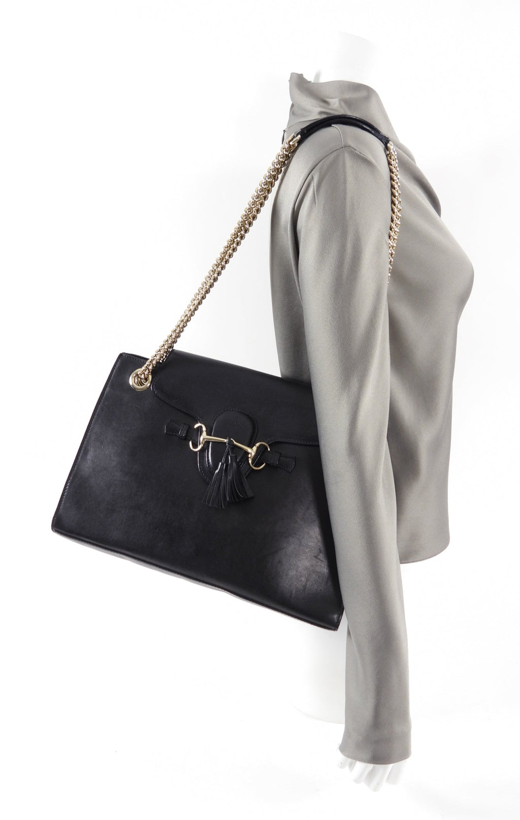 Gucci Emilie Black Leather Chain Strap Bag