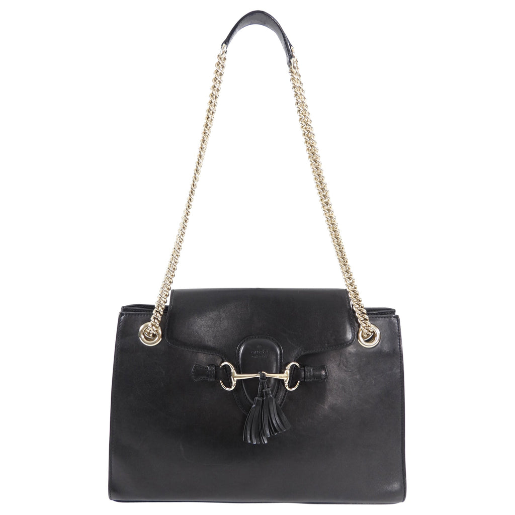 Gucci Emilie Black Leather Chain Strap Bag