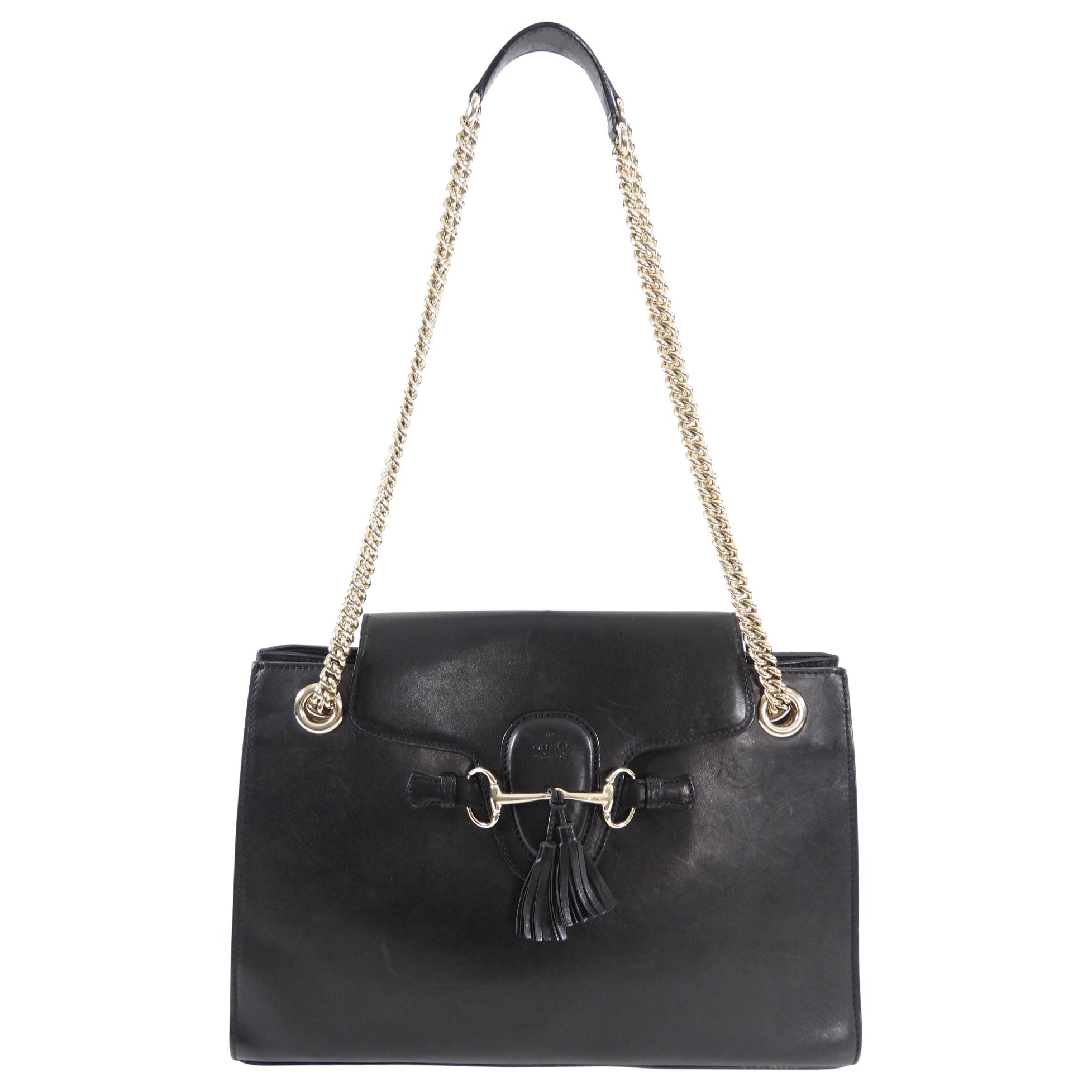 Gucci Emilie Black Leather Chain Strap Bag