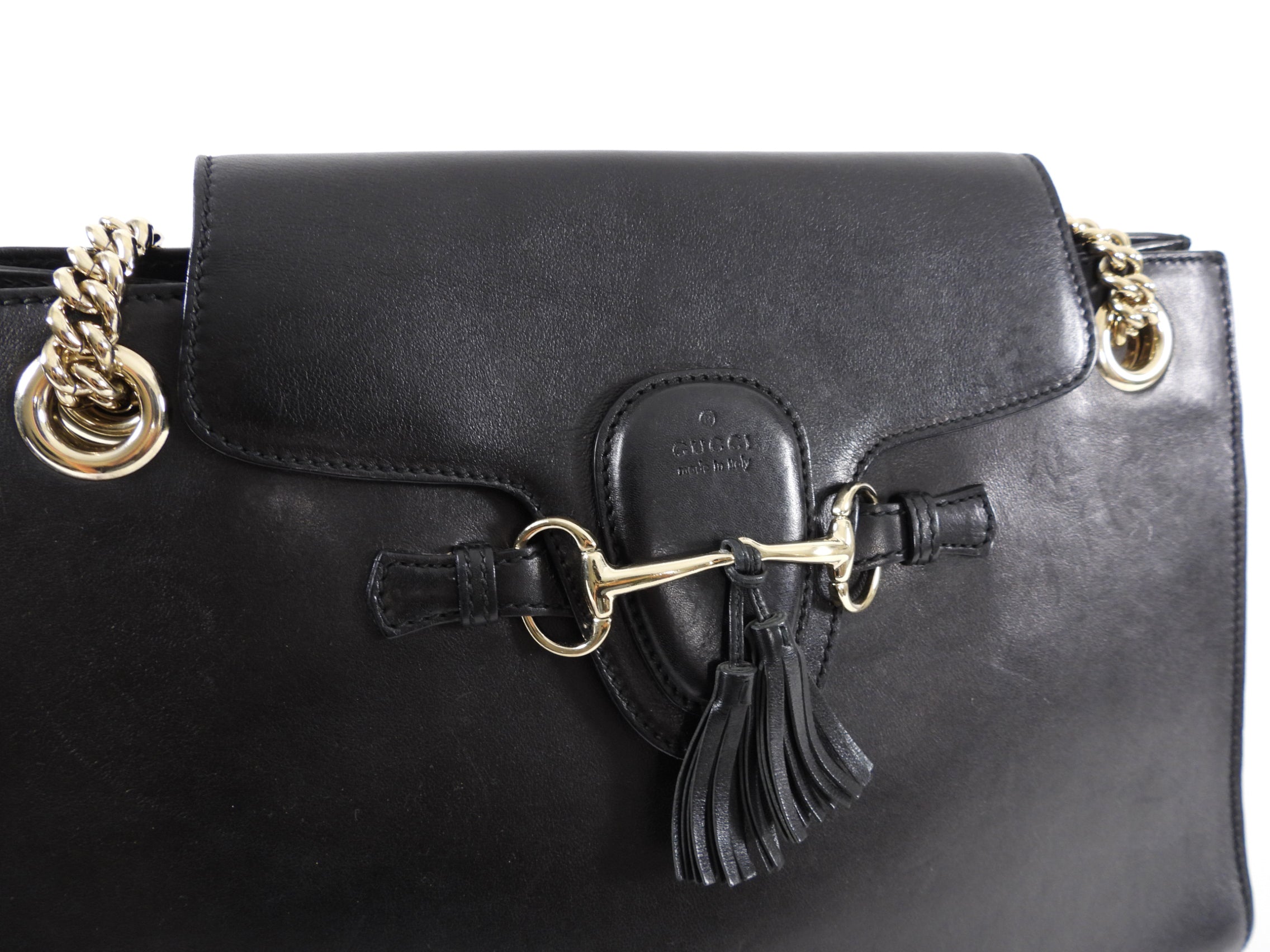 Gucci Emilie Black Leather Chain Strap Bag