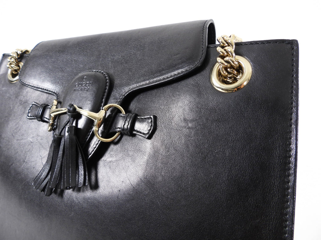 Gucci Emilie Black Leather Chain Strap Bag