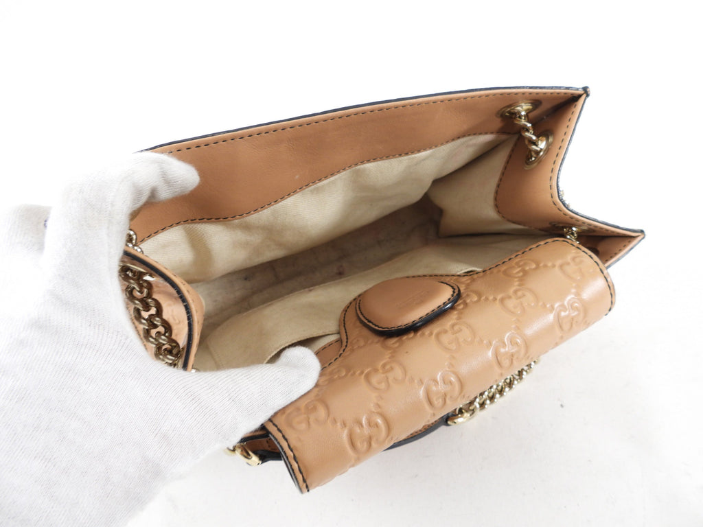 Gucci Tan Guccissima Small Emilie Chain Shoulder Bag
