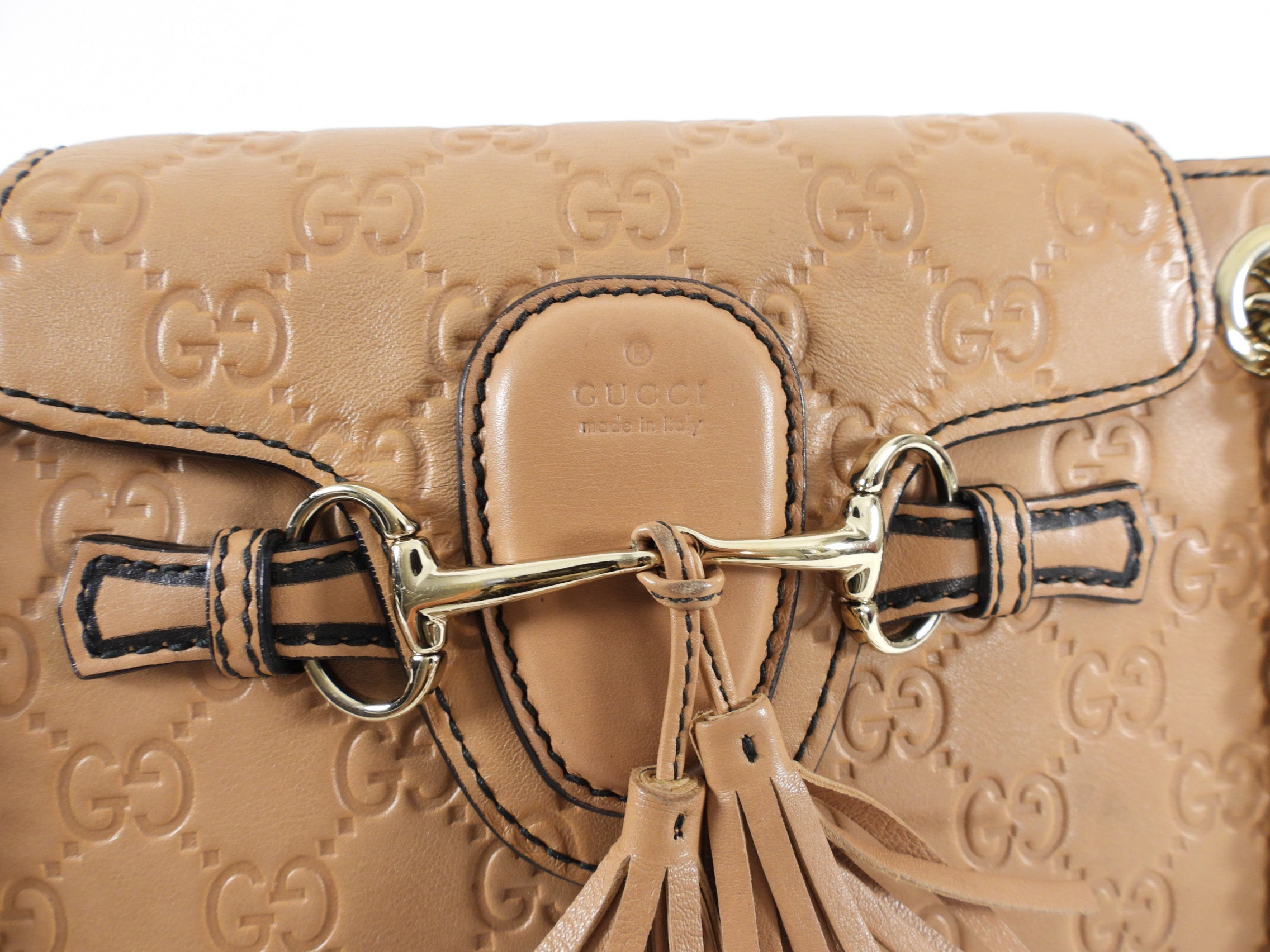 Gucci Tan Guccissima Small Emilie Chain Shoulder Bag