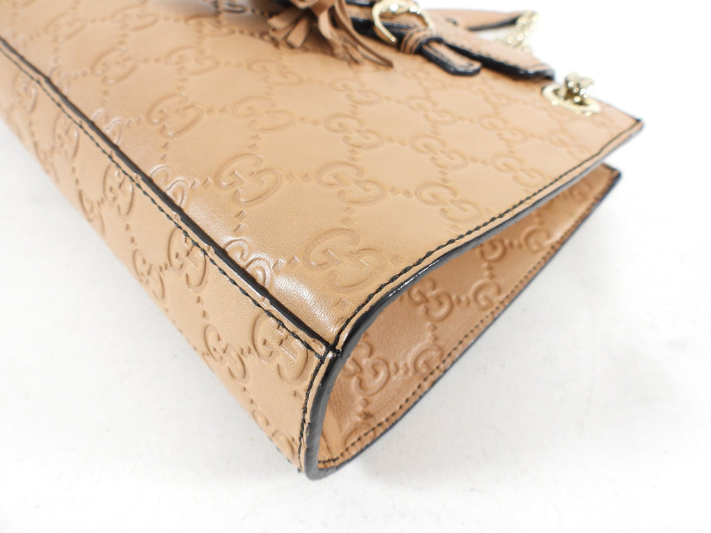 Gucci Tan Guccissima Small Emilie Chain Shoulder Bag