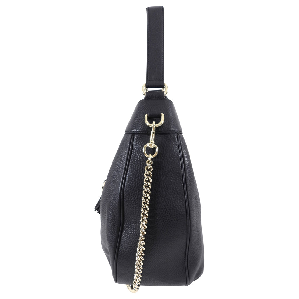 Gucci Black Grained Leather Emilie Hobo Bag