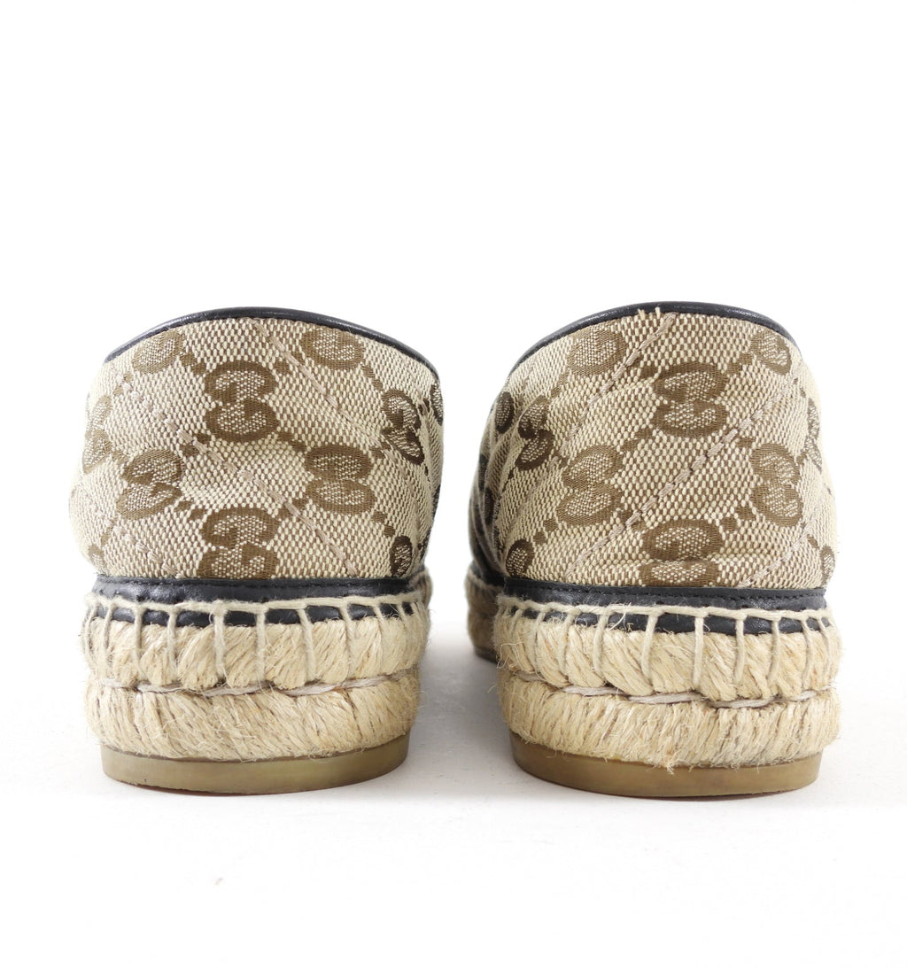 Gucci Brown Monogram Canvas GG Flat Espadrilles - 35.5 / 5
