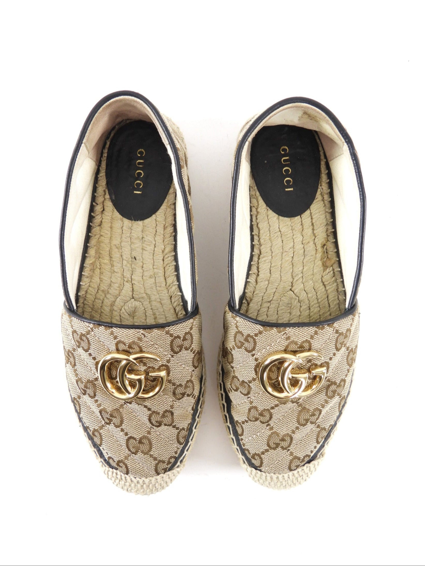 Gucci Brown Monogram Canvas GG Flat Espadrilles - 35.5 / 5