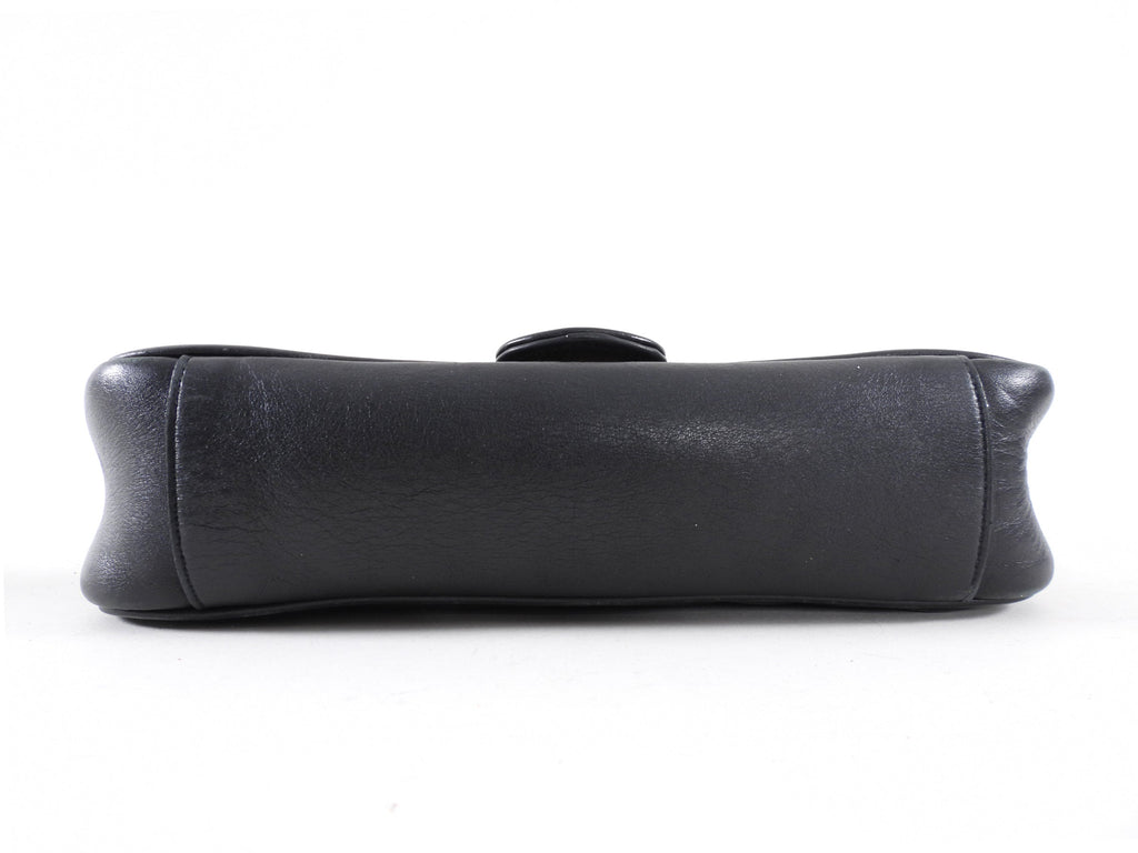Gucci Small Marmont Matelasse Black Leather Chain Flap Bag