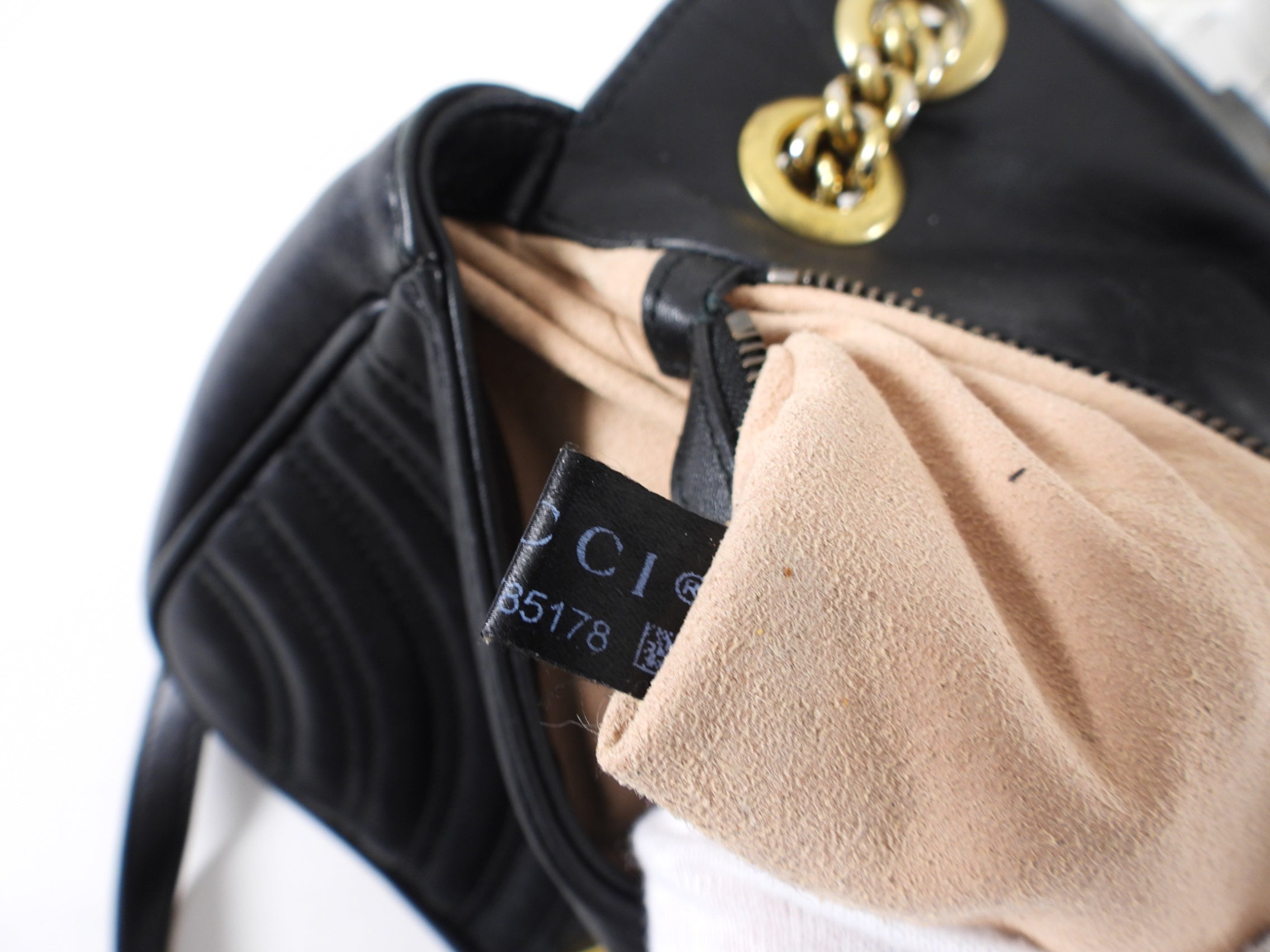 Gucci Small Marmont Matelasse Black Leather Chain Flap Bag