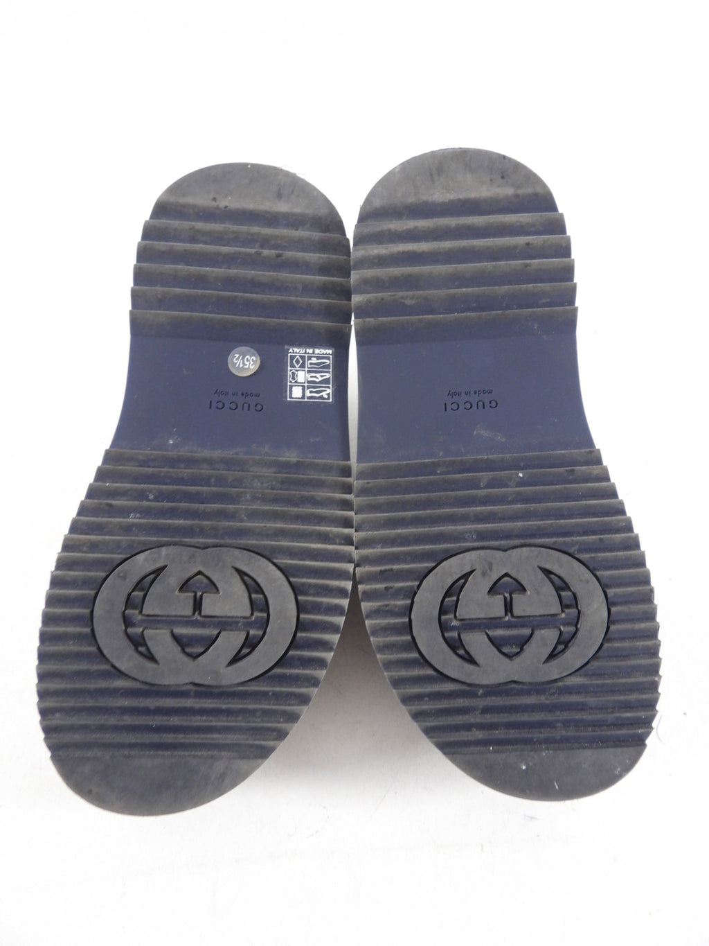 Gucci Navy Monogram Canvas Platform Sandals - 6.5