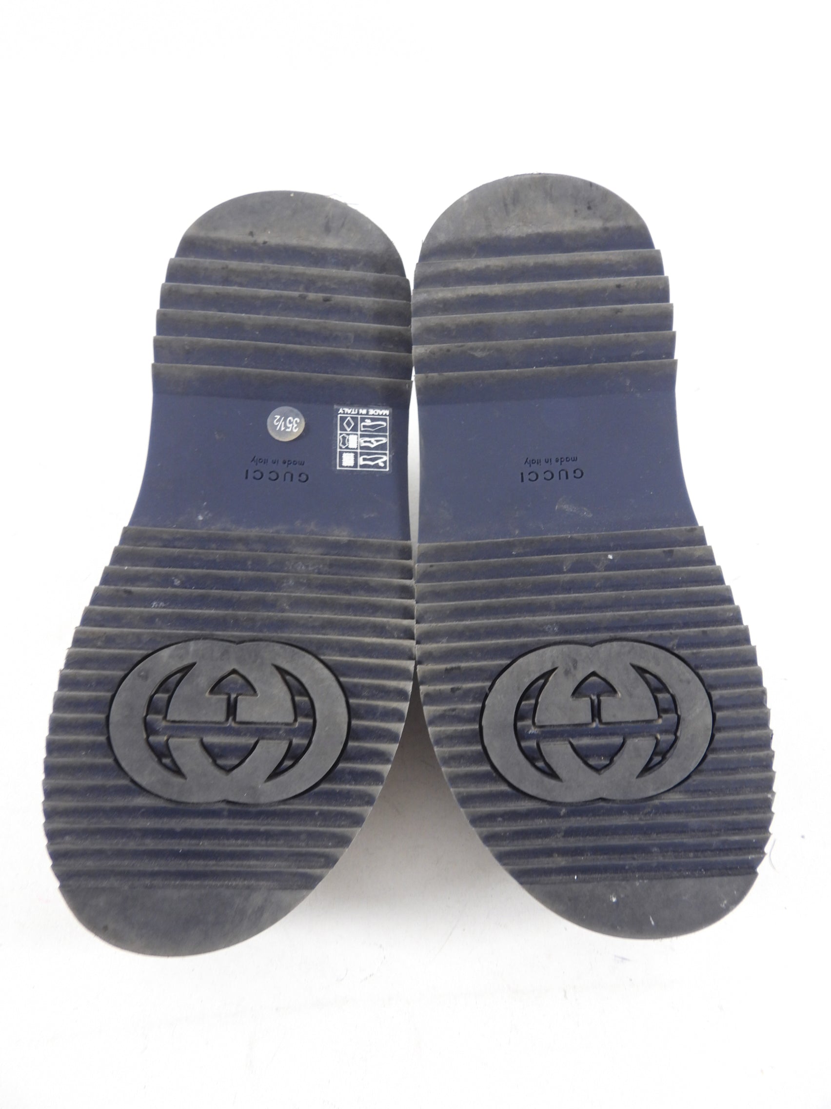 Gucci Navy Monogram Canvas Platform Sandals - 6.5