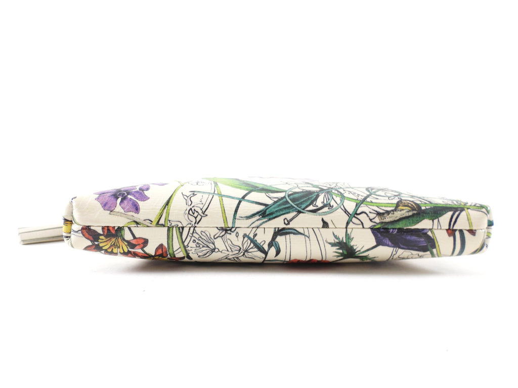 Gucci Ivory Calfskin Flora Infinity Small Zip Pouch
