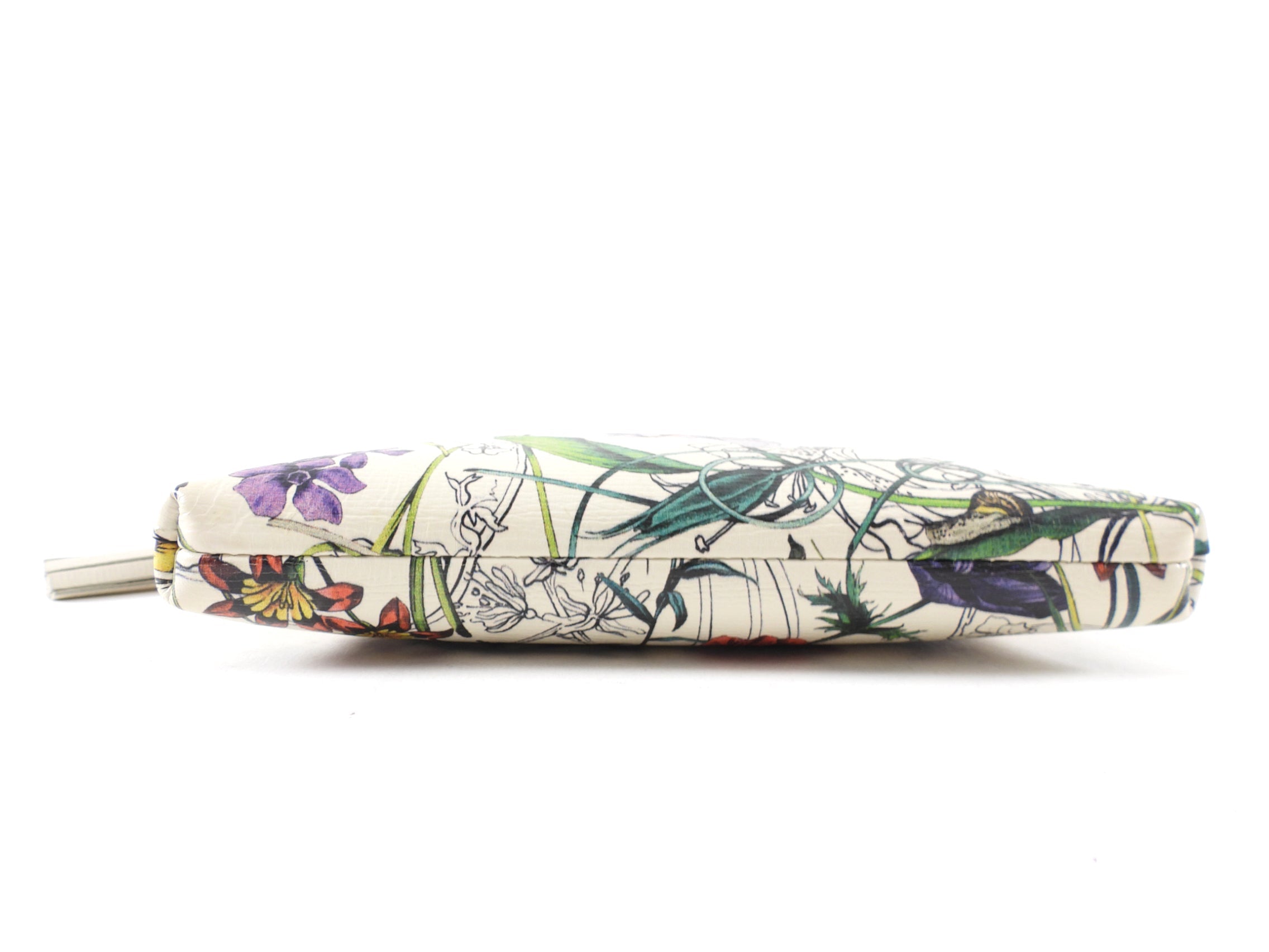 Gucci Ivory Calfskin Flora Infinity Small Zip Pouch