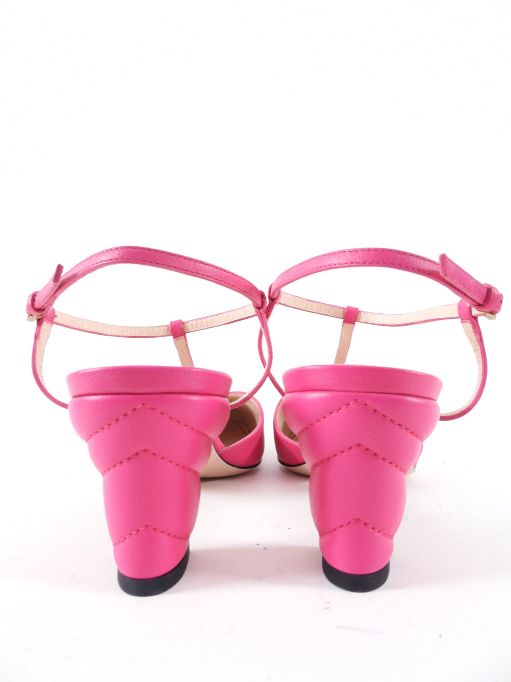 Gucci Pink and RedRed GG Logo T-Strap Heels - 40