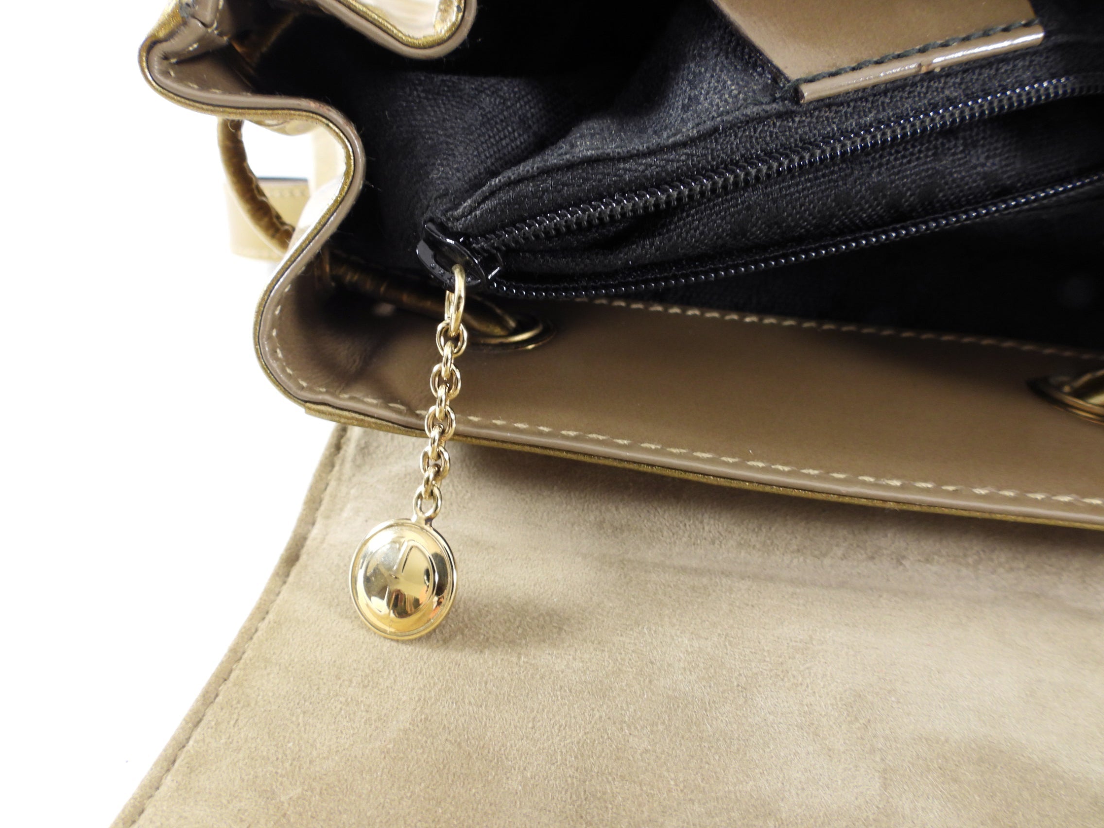 Gucci Vintage Bronze Patent Bamboo Mini Backpack