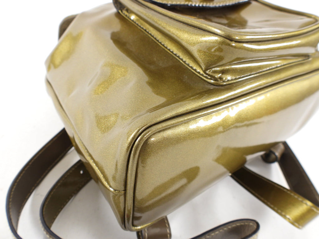 Gucci Vintage Bronze Patent Bamboo Mini Backpack