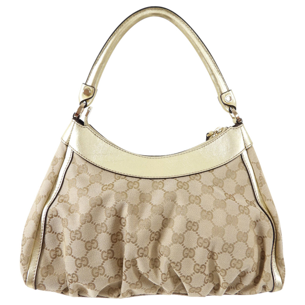 Gucci Gold Monogram Canvas Small Hobo Bag
