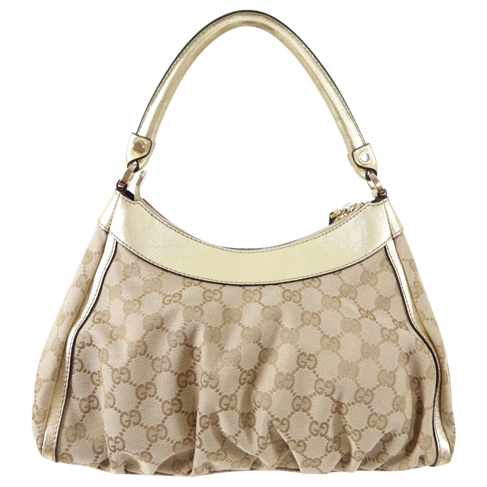 Gucci Gold Monogram Canvas Small Hobo Bag