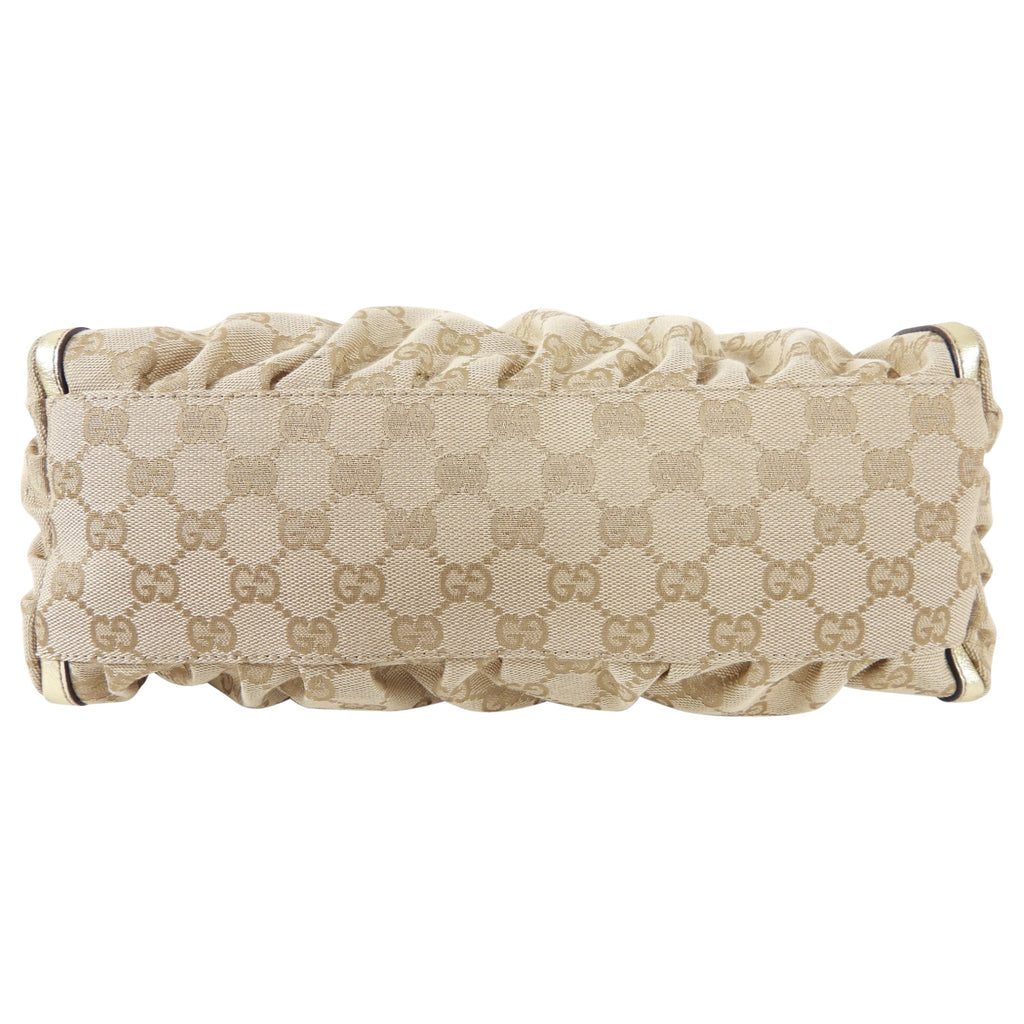 Gucci Gold Monogram Canvas Small Hobo Bag