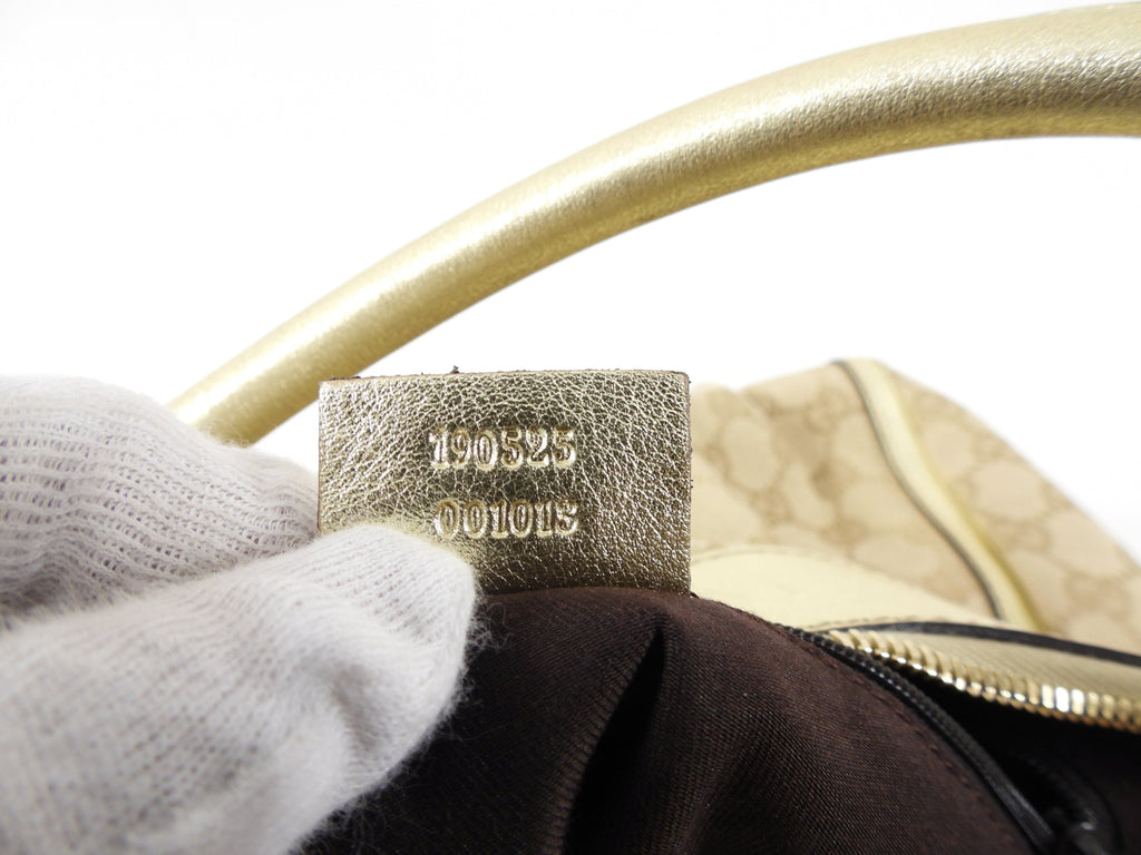 Gucci Gold Monogram Canvas Small Hobo Bag