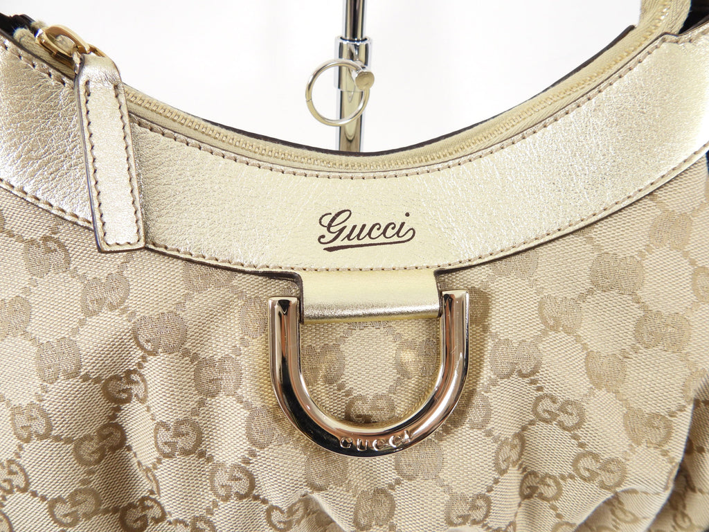 Gucci Gold Monogram Canvas Small Hobo Bag