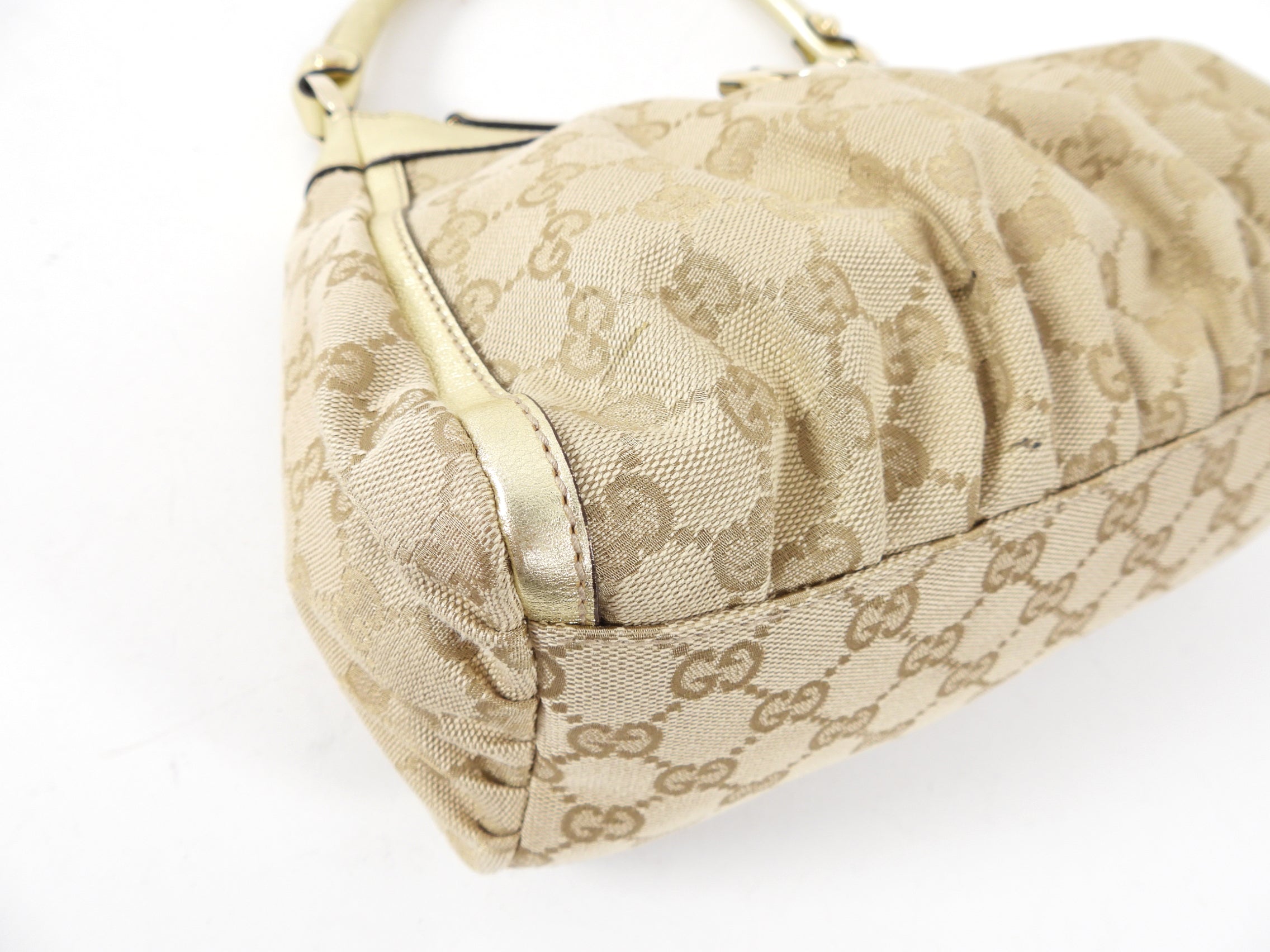 Gucci Gold Monogram Canvas Small Hobo Bag