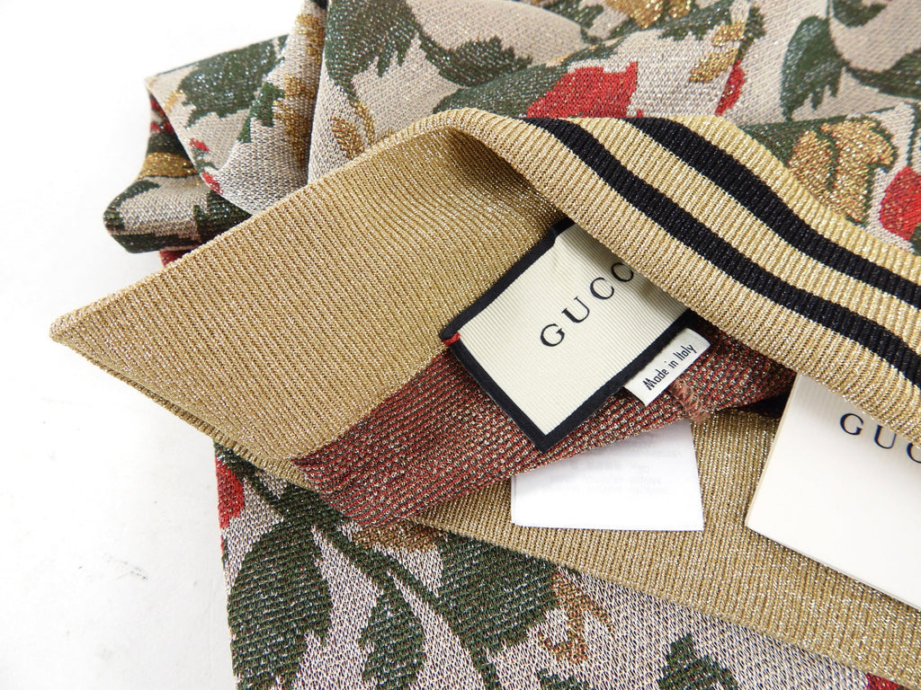 Gucci Gold Lurex Floral Knit Leggings - S