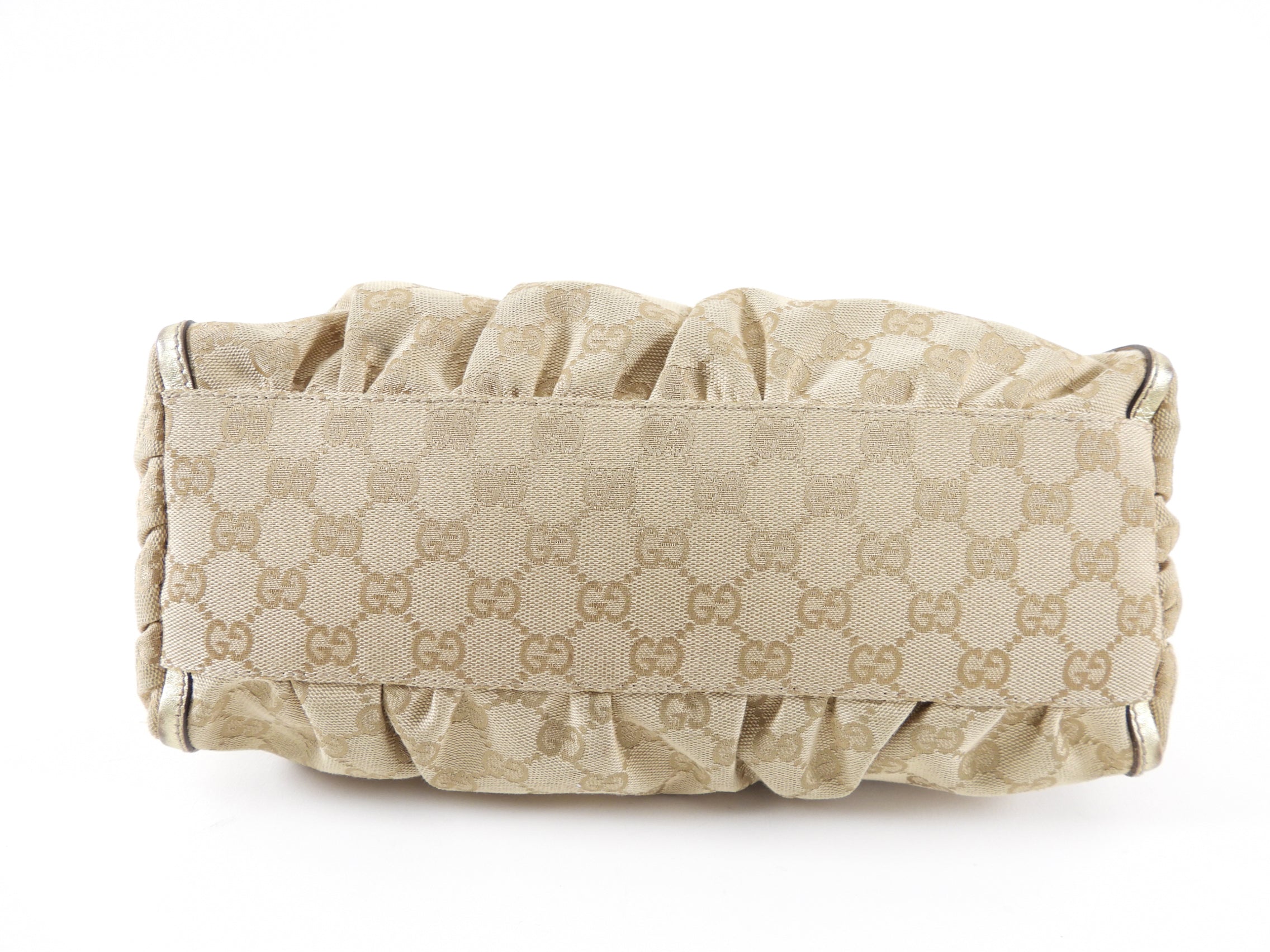 Gucci Monogram Canvas Gold Small D Ring Hobo Bag