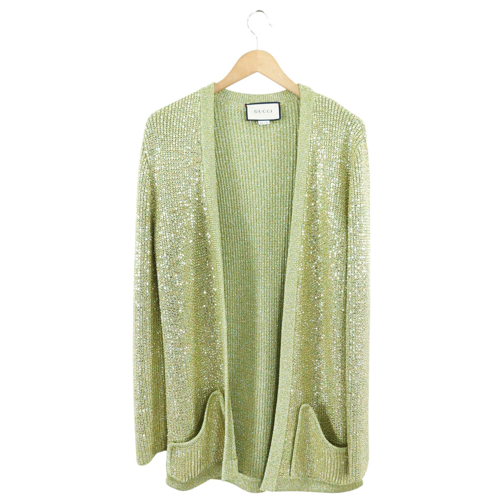Gucci Green Knit Heavily Glass Beaded igan Sweater - M (6/8)