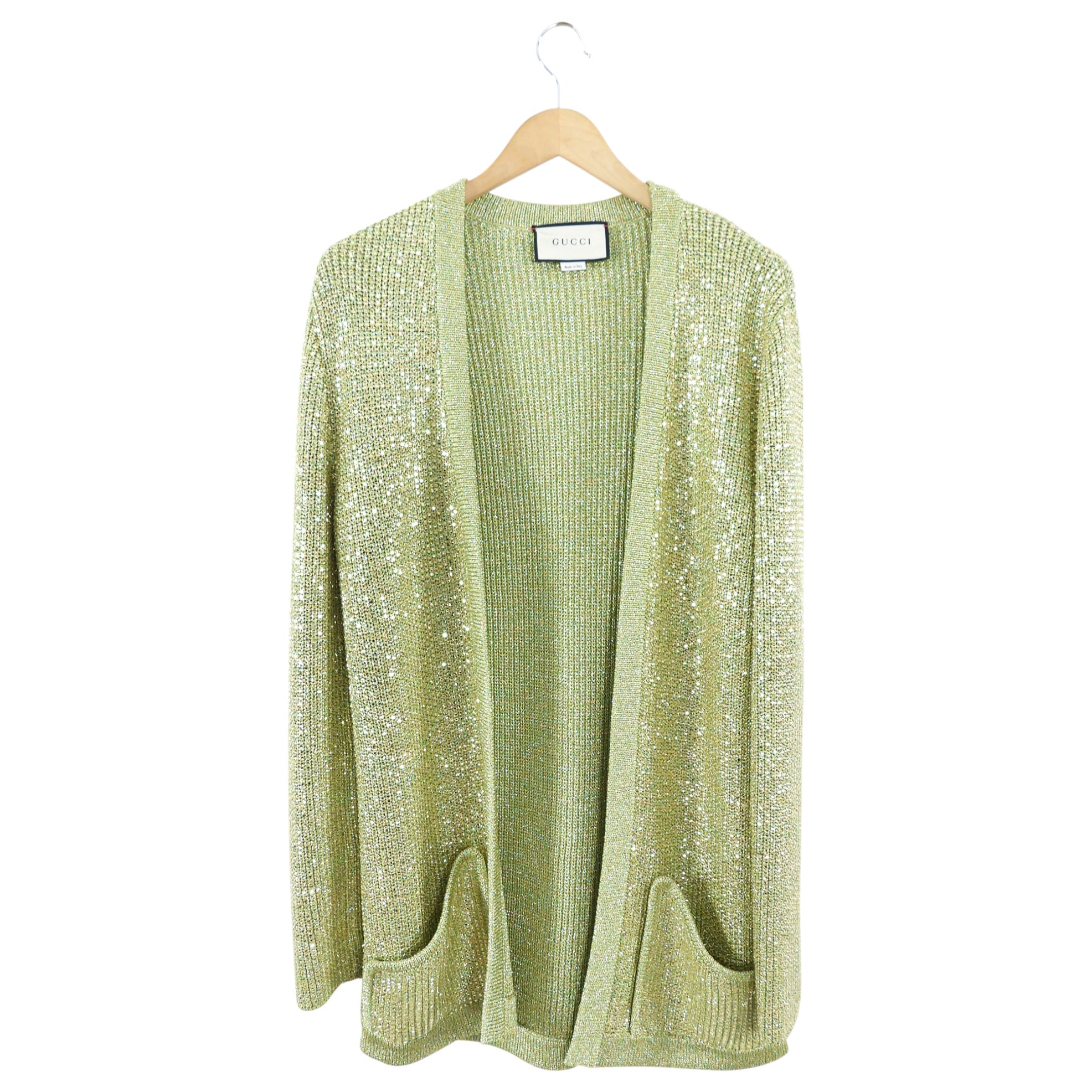Gucci Green Knit Heavily Glass Beaded igan Sweater - M (6/8)