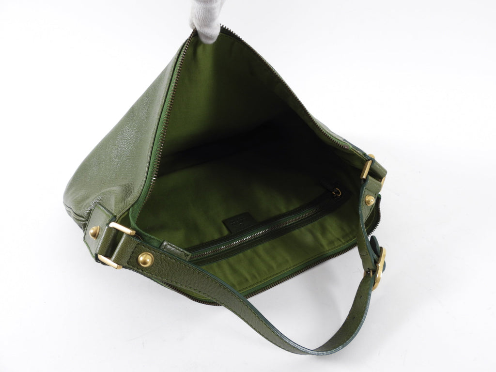 Gucci Green Small Blondie GG Logo Leather Hobo Bag