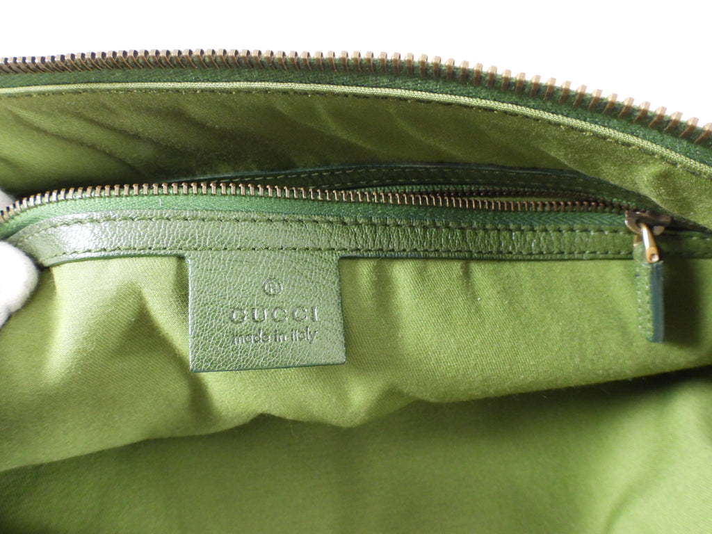 Gucci Green Small Blondie GG Logo Leather Hobo Bag